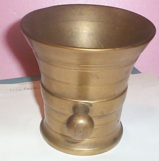 Very Old Heavy Solid Brass Mortar And Pestle Set photo