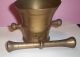 Very Old Heavy Solid Brass Mortar And Pestle Set Mortar & Pestles photo 1