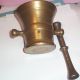 Very Old Heavy Solid Brass Mortar And Pestle Set Mortar & Pestles photo 3