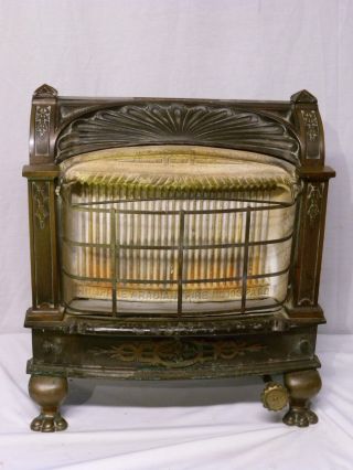 Antique Humphrey Radiantfire Heater Fireplace Insert Cast Iron Copper Ornate photo
