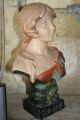 Antique French Art Nouveau Plater Bust Art Nouveau photo 2