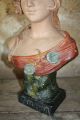 Antique French Art Nouveau Plater Bust Art Nouveau photo 5