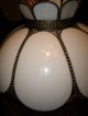Vintage White Stained Glass Handing Ceiling Light Swag Lamp Antique Filigree Art Chandeliers, Fixtures, Sconces photo 11