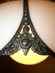 Vintage White Stained Glass Handing Ceiling Light Swag Lamp Antique Filigree Art Chandeliers, Fixtures, Sconces photo 1