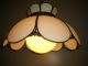 Vintage White Stained Glass Handing Ceiling Light Swag Lamp Antique Filigree Art Chandeliers, Fixtures, Sconces photo 3