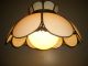 Vintage White Stained Glass Handing Ceiling Light Swag Lamp Antique Filigree Art Chandeliers, Fixtures, Sconces photo 4