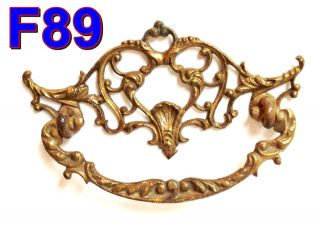 Antique Victorian Fancy Cast Brass Drawer Pull Dresser Handle 3 