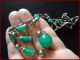 Jakob Bengel Art Deco Green /uranium Glass Beads And Chrome Necklace Marked Jb Art Deco photo 1