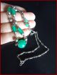 Jakob Bengel Art Deco Green /uranium Glass Beads And Chrome Necklace Marked Jb Art Deco photo 2