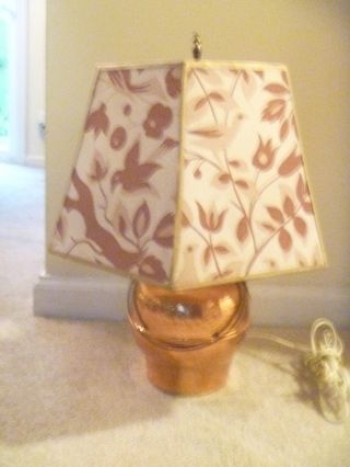 Craftsman Bungalow Hammered Copper Table Lamp Mission Arts & Crafts Style Vtg photo