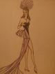 Stunning 1940 ' S Water Color Fashion Drawngs Sgned Pasquale Art Deco photo 10