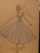Stunning 1940 ' S Water Color Fashion Drawngs Sgned Pasquale Art Deco photo 11