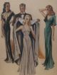 Stunning 1940 ' S Water Color Fashion Drawngs Sgned Pasquale Art Deco photo 1