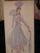 Stunning 1940 ' S Water Color Fashion Drawngs Sgned Pasquale Art Deco photo 6