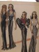 Stunning 1940 ' S Water Color Fashion Drawngs Sgned Pasquale Art Deco photo 8