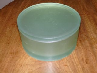 Vintage Art Deco Frosted Green Powder Bowl Dressing Table Trinket Box photo
