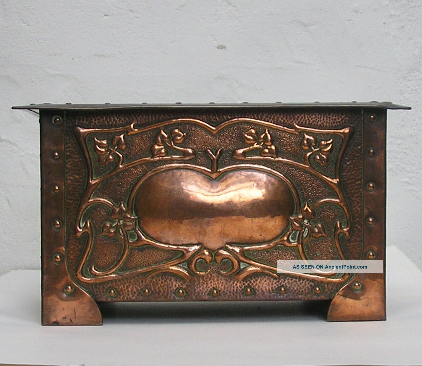 Magnificent Arts & Crafts Nouveau Copper Trinket Casket Cigar Box C1890 - 1910 Arts & Crafts Movement photo