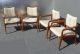 Four Vtg Danish Modern Mid Century Dining Room Arm Chairs Castors Walnut Teak Post-1950 photo 2