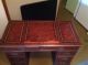 Antique Wooden Desk With A Leather Inlay 1900-1950 photo 2