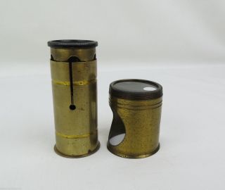 Two Brass French Pocket Microscopes C1895. photo