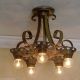 {{amazing Pair }} 20 ' 30 ' S Art Nouveau Ceiling Lamp Light Polychome Finish Set Chandeliers, Fixtures, Sconces photo 1