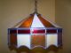 Vtg.  C.  50s Slag Glass Red Amber & Bone Chandelier Quality Dome Light Fixture Chandeliers, Fixtures, Sconces photo 8