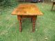 Rare Antique Tiger Maple Tavern Table With Spool Legs,  L 36.  5 