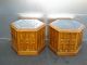 Pair Two Drexel Vintage Mid Century Hexagon Etched Marble End Tables 1964 Post-1950 photo 2