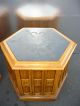 Pair Two Drexel Vintage Mid Century Hexagon Etched Marble End Tables 1964 Post-1950 photo 5