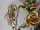 C 1940 French Tole Porcelain Roses Crystal Prisms Sconces Vintage Old Chandeliers, Fixtures, Sconces photo 9