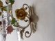 C 1940 French Tole Porcelain Roses Crystal Prisms Sconces Vintage Old Chandeliers, Fixtures, Sconces photo 4