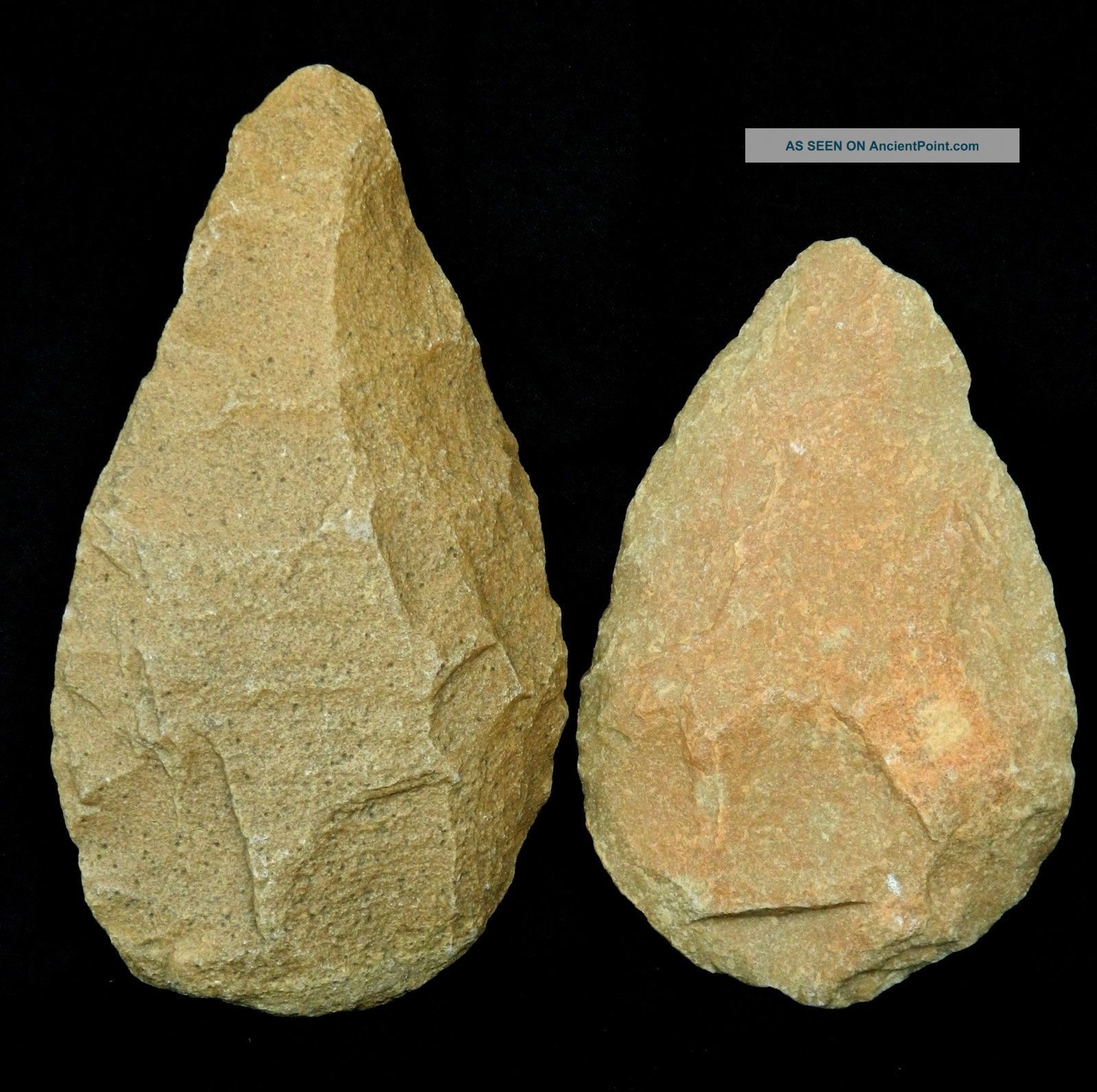 2 Lower Paleolithic Paleolithique Quartzite Hand Axes - 700000 To 100000 Bp - Sahara Neolithic & Paleolithic photo
