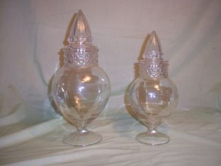 Vtg Pair Footed Dakota Apothecary Jars Drugstore Counter Display Candy photo