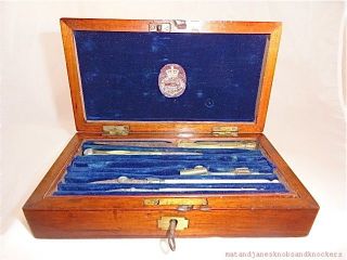 Victorian Mahogany Boxed Set Of Drawing Instruments With Key photo