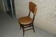 Vintage Wooden Vinyl Threaded Parlor Chair Copper Colored Leaf Pattern. 1900-1950 photo 1