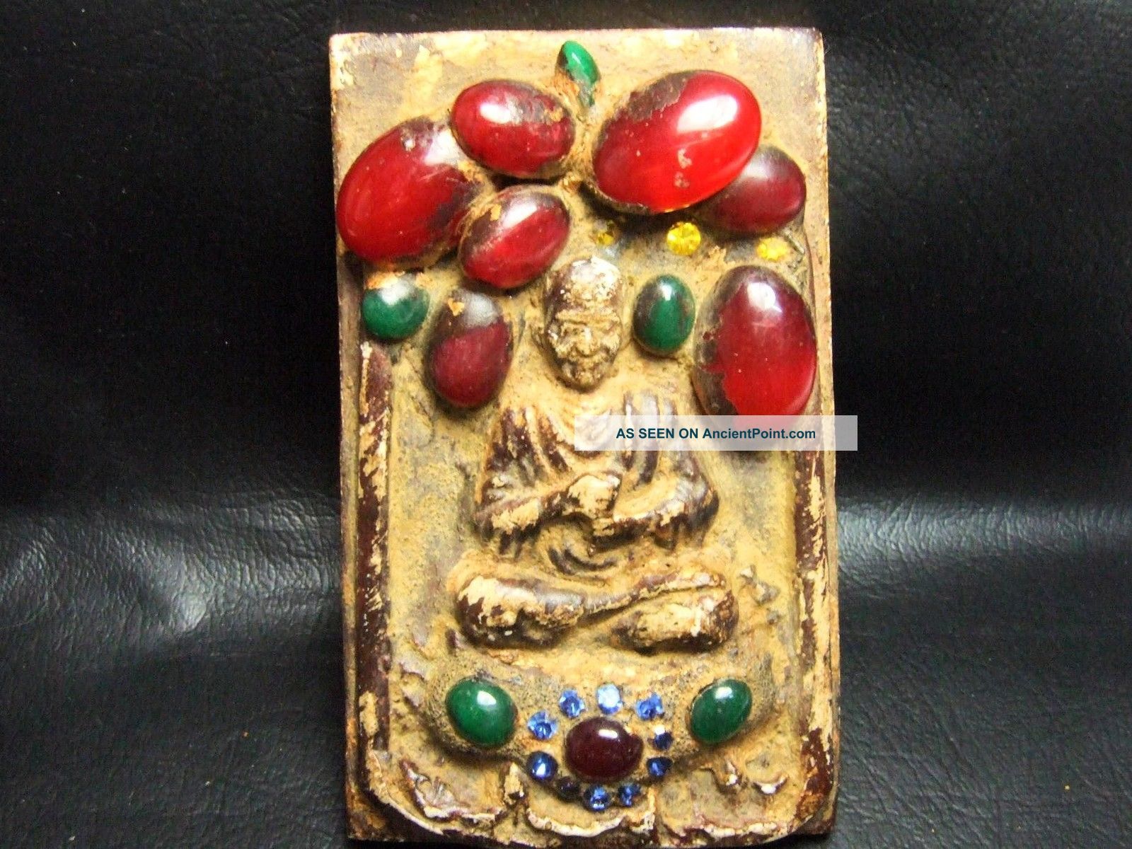 Old Jumbo Somdej Toh Emblem Gem Jade Thai Buddha Amulet Be 2411 Statue Amulets photo