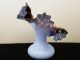 Antique Jack In The Pulpit Vase: Crimp & Ruffle Oxblood Red Crest & Opaque Blue Vases photo 1