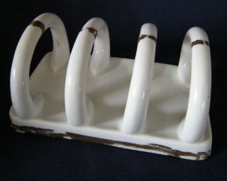 Darling Antique China Toast Rack Cream With Gold Trim Tuscan China England photo