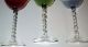 Antique/vintage Rare Set Of 3 Champagne/wine Glasses Red/green/blue Clear Stems Stemware photo 2
