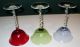 Antique/vintage Rare Set Of 3 Champagne/wine Glasses Red/green/blue Clear Stems Stemware photo 4