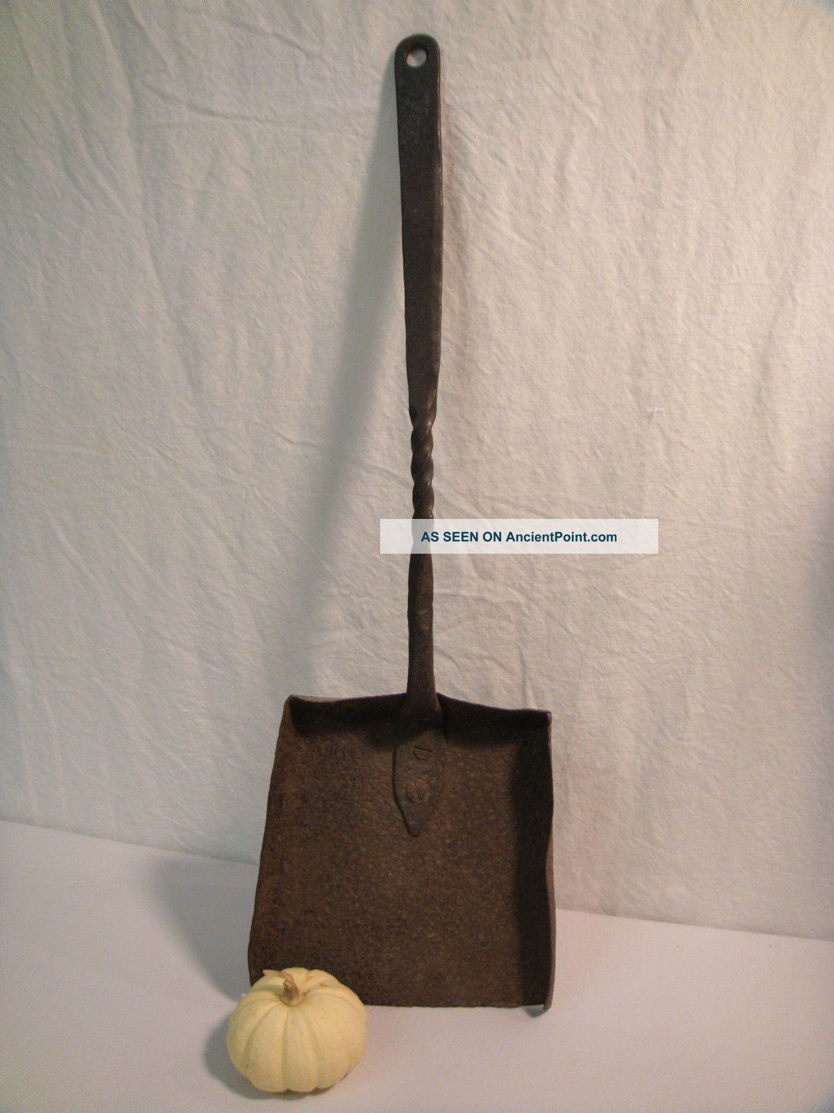19th C.  Blacksmith Hand Forged Coal Scoop Antique Wought Iron Hearth Shovel Primitives photo