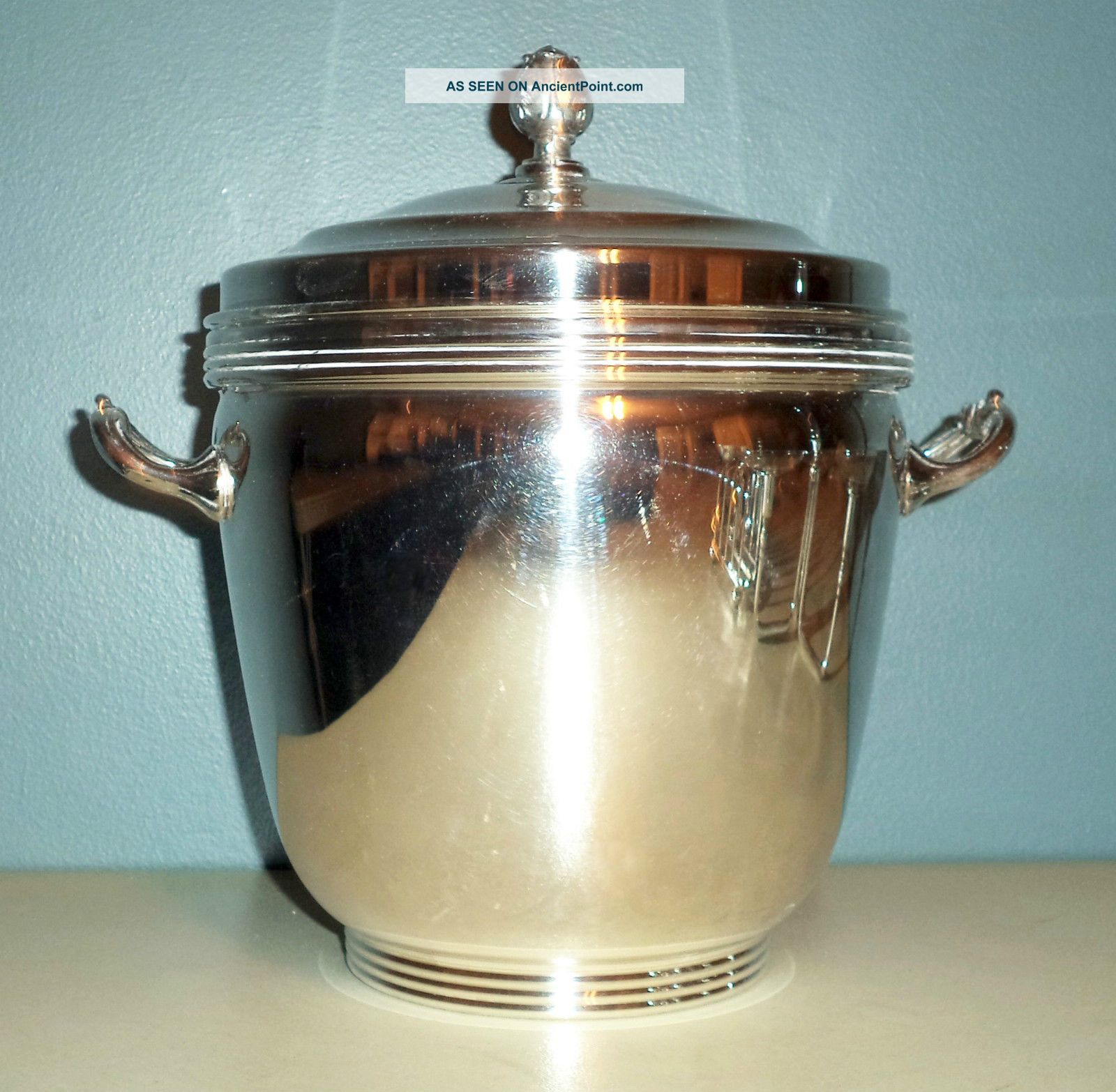 Vintage Sheffield Silver Co.  Silverplate Ice Bucket With Glass Insert Other photo