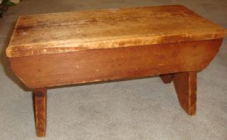 Vintage Primitive Pine Stool With Sturdy Legs photo