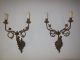 C 1890 French Set Of Four Cast Bronze Cherub Leaves Heavy Sconces Old Chandeliers, Fixtures, Sconces photo 8