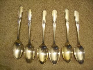 6 Rogers 1941 Gardenia Place Or Oval Soup Spoons Is Silverplate photo