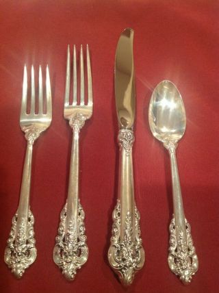 Wallace Sterling Silver Grande Baroque 4 Piece Place Setting.  925nr photo