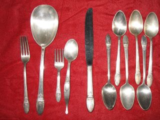 1847 Rogers Silverware First Love Pattern Of 1937 Set Of Eleven Pieces. photo
