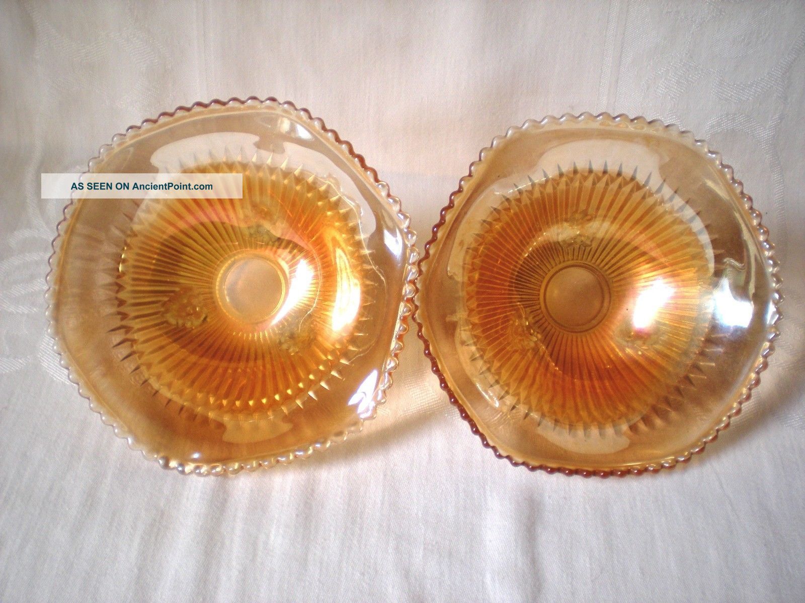 Vintage Depression Glass Iridescent (carnival Glass) Bowls 2 Jeannette Cups & Saucers photo