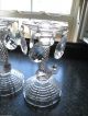 2 Antique Glass Candlesticks Spiral Horn Design W/hanging Cut Prisms Sold As Set Candlesticks photo 1