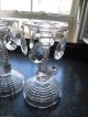 2 Antique Glass Candlesticks Spiral Horn Design W/hanging Cut Prisms Sold As Set Candlesticks photo 5